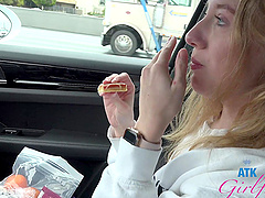 HD POV video of Kallie Taylor being fingered in the back of a car