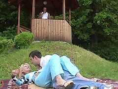 Rough outdoor MMF threesome with gorgeous Jasmine Rouge - HD
