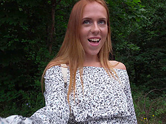 Redhead girl Holly Molly bends over and gets her ass fucked