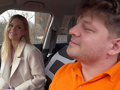 Horny driving instructor fucks sexy Lucky Bee in the car