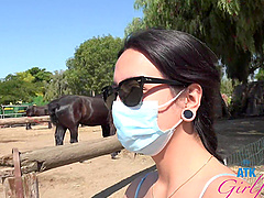 Beautiful teen Mi Ha Doan visits the zoo with her boyfriend