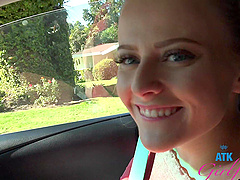 Pretty teen Paris White gets her pussy touched by her BF in the car