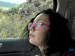 POV video of trimmed pussy Lenna Lux getting fucked in the car