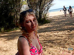 Outdoors video of skinny Melody Marks teasing and posing outdoors