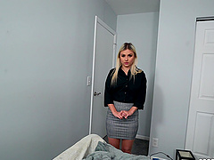 POV video of cute blonde roommate Aria Banks getting fucked good