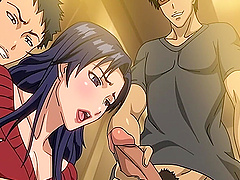 Japanese anime video of a hot babe getting fucked by lots of guys