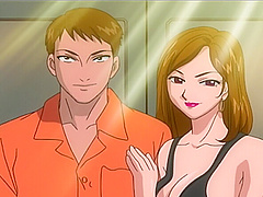 Asian anime video wihth a busty babe getting fucked by two guys