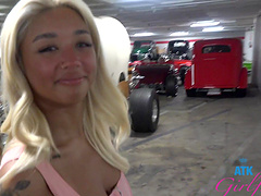 Sweet blonde Gia Dibella loves looking at expensive cars