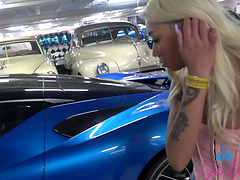 Sweet blonde Gia Dibella loves looking at expensive cars