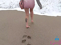 Sexy girl Macy Meadows spends a day with her BF on the beach