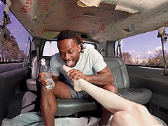 Interracial anal sex in the van with natural tits Harper Madison