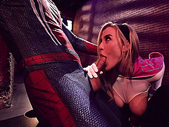 Redhead chick Blake Blossom wants to be fucked by the spiderman