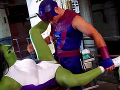 She Hulk Chyna bends over to be fucked balls deep in doggystyle