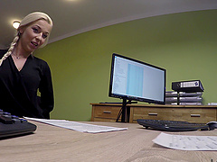 Hot ass blonde Karol Lilien will do anything to get a job she wants