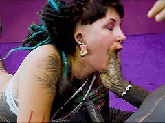 Nasty tattooed girl IlluZ enjoys while having a hardcore threesome