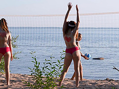 Sexy Lesbian girls play volleyball and have outdoors sex with Milly