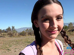 Serena Hill gives a sensual massage with her natural tits