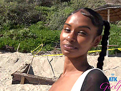 Pov of a tattooed ebony babe with small tits getting fucked hard