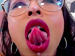 Long-haired latina seduces with ink and toys in solo webcam show