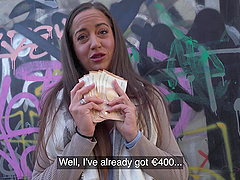 Beautiful brunette Lara Lee gives a great blowjob and then has hot sex in the missionary position.