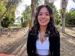 Beautiful brunette Luxe La Fox has natural tits and wears a skirt.