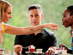 Black and white porn stars in a hot interracial threesome with Zaawaadi.