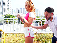 Beautiful woman with natural tits Callie Black in hot cowgirl action