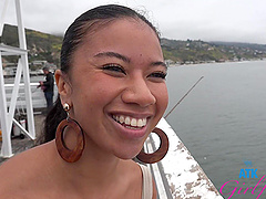 Ameena Green reveals her big natural tits and long hair in pov