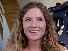 Beautiful long-haired teen gets pucked by James Deen