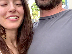 Beautiful long-haired Abbie Maley gives a great blowjob and fuck in missionary position.