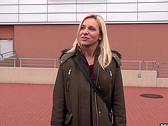 Beautiful blonde gives a great handjob and then has hot sex in a car.