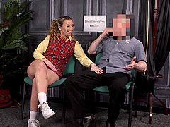 Long-haired beauty Lacey Amour gives a great blowjob and handjob.