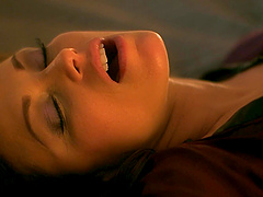 Beautiful brunette adult film star gives a blowjob and have sex in missionary position.