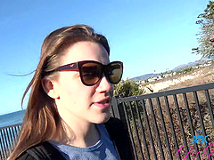 Beautiful woman with glasses Rose Caarter has hot outdoor sex