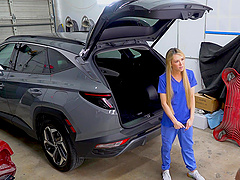 Real-life beauty Ashley Tee gets a rough anal fuck in a cfnm threesome