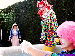 Karina King and her co-stars in hot fetish threesome scene