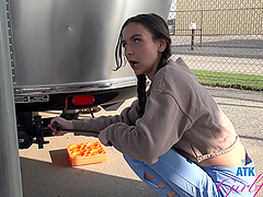 Playful teen Serena Hill gets fucked in jeans