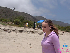 Skinny teen Selina Imai gets fucked on the beach in pov style