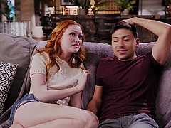 Redhead Scarlet Skies rides massive cock of Max Fills