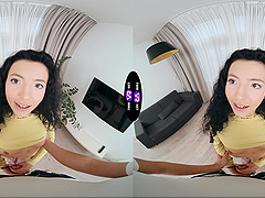 Mini Mitzi has a sensual sex with her long hair flowing in pov