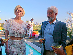 A mature blonde beauty with big tits gets fucked hard by a huge dick