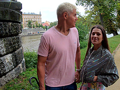 Brunette Serina Gomez gets her pussy railed by porn dan and Dean Van Damme