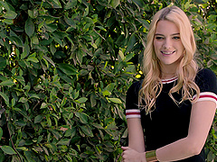 Two hot blondies share a big cock in an intense threesome scene.