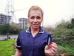 Hot blondie Jessica Jenkins seduces her partner in lingerie