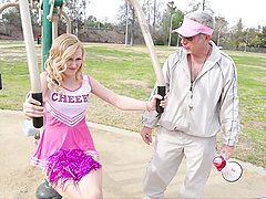 Cheerleading cuties Eric & Alexa indulge in titillating threesome fun