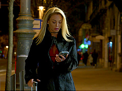 Blondie bobs on black cock, moans in pure delight