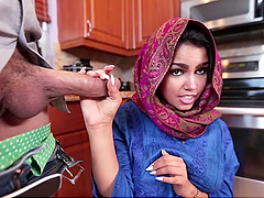 Busty Ada Sanchez delivers a steamy BJ in the kitchen