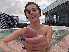 Brunette Josie Fresh gets naughty with toys in the pool