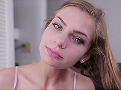 Sydney's sultry brown locks frame her luscious lips as they wrap around Mirko's throbbing member