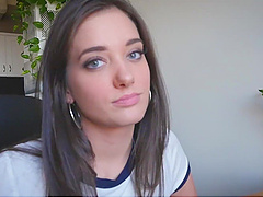 Brunette babe Gia devours Tony's dick in a steamy POV blowjob